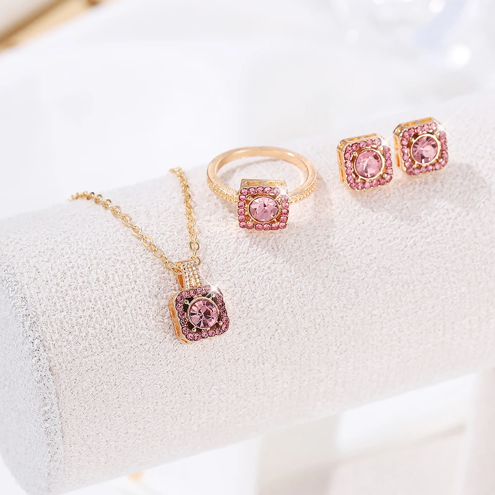 1-teiliges Luxus-Würfel-Schmuckset, elegantes Damen-Set mit Halskette, Ohrringen und Ringen, perfektes Geschenk zum Valentinstag, Weihnachtsgeschenk, Bi