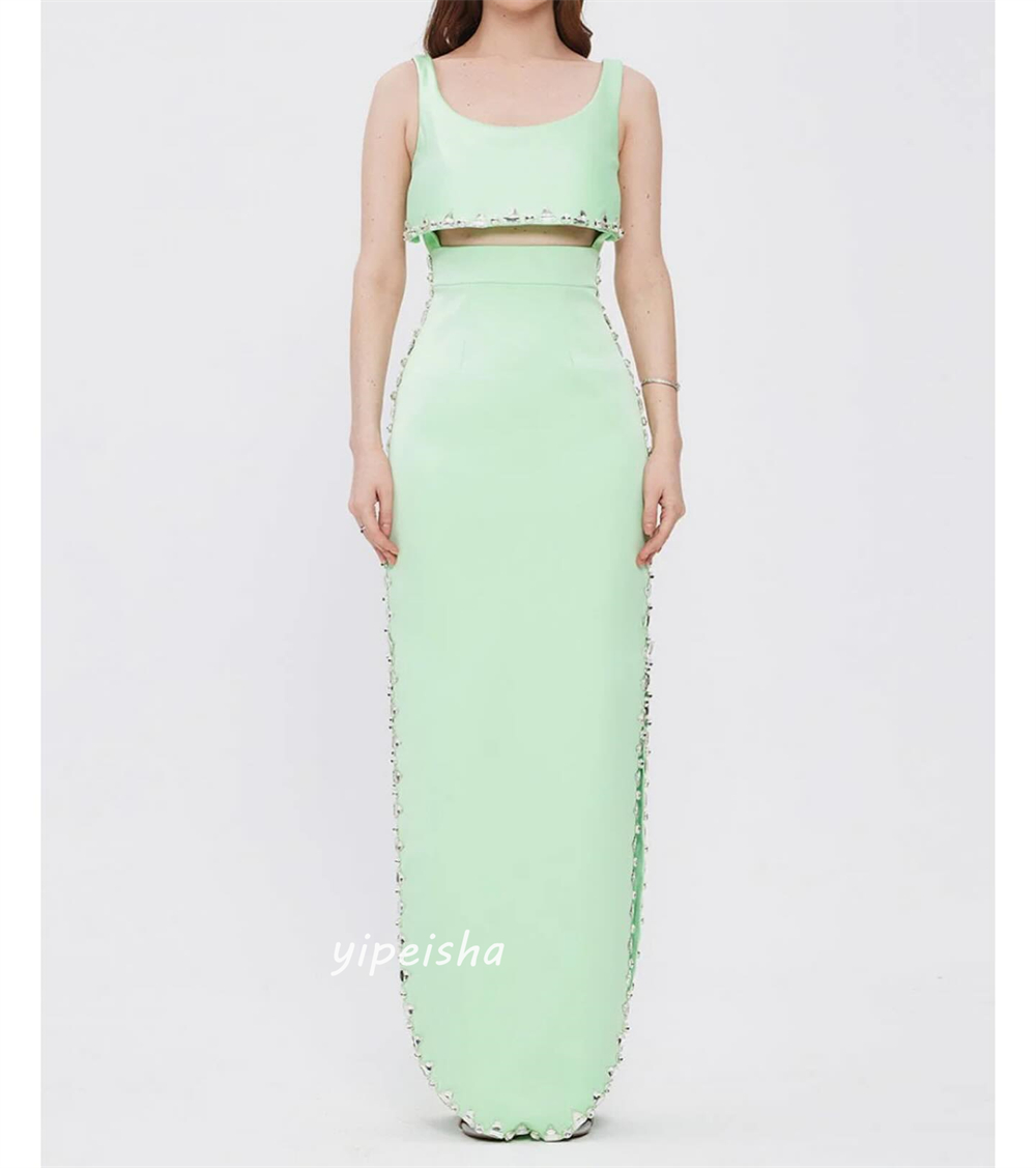 Customized Jiayigong  Simple Modern Style Formal Evening Square Collar A-line Beadings Bespoke Occasion Dresses