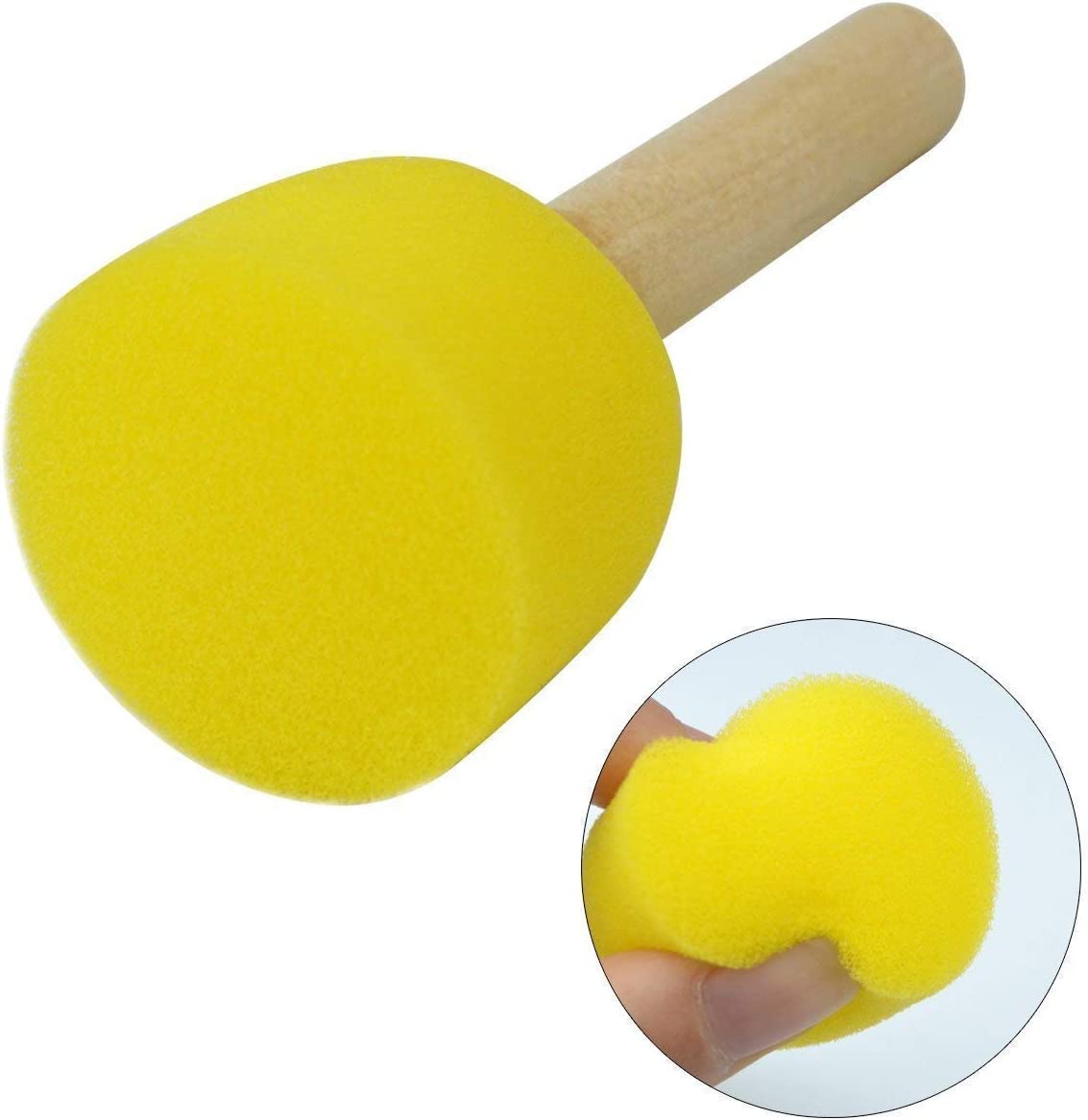 20 pçs esponjas redondas conjunto de escova estêncil esponja escovas diy pintura esponjas crianças desenho artesanato escovas com alça de madeira