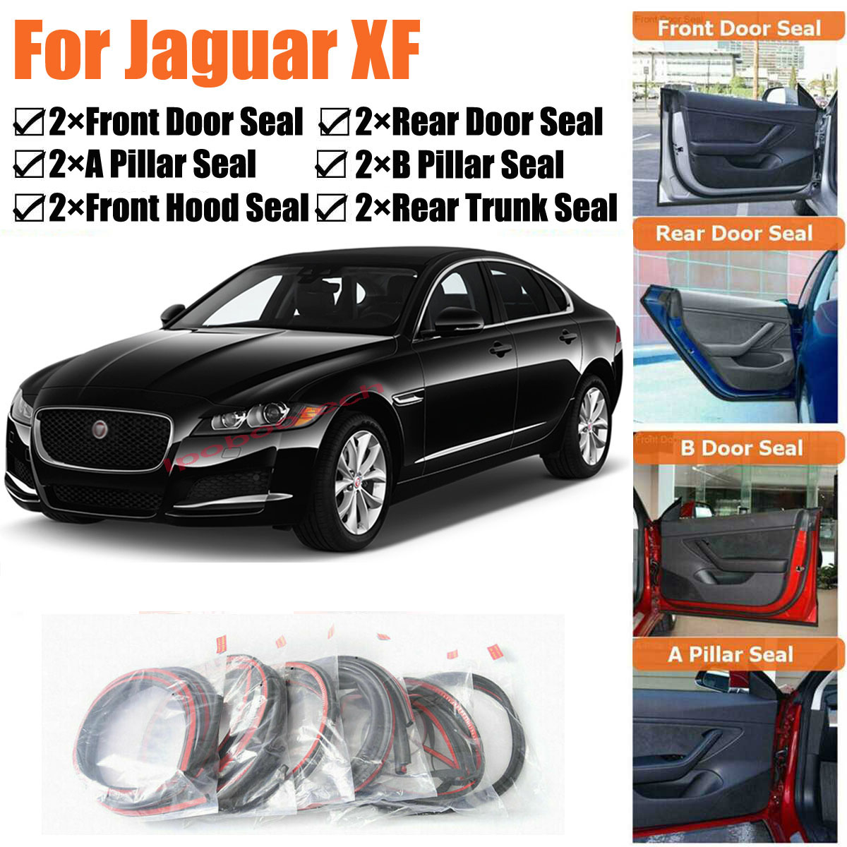 Barang Baru Kotak Segel Pintu Mobil Karet Kedap Suara Setrip Segel Draft Cuaca Pengurangan Kebisingan Angin Cocok untuk Jaguar XF