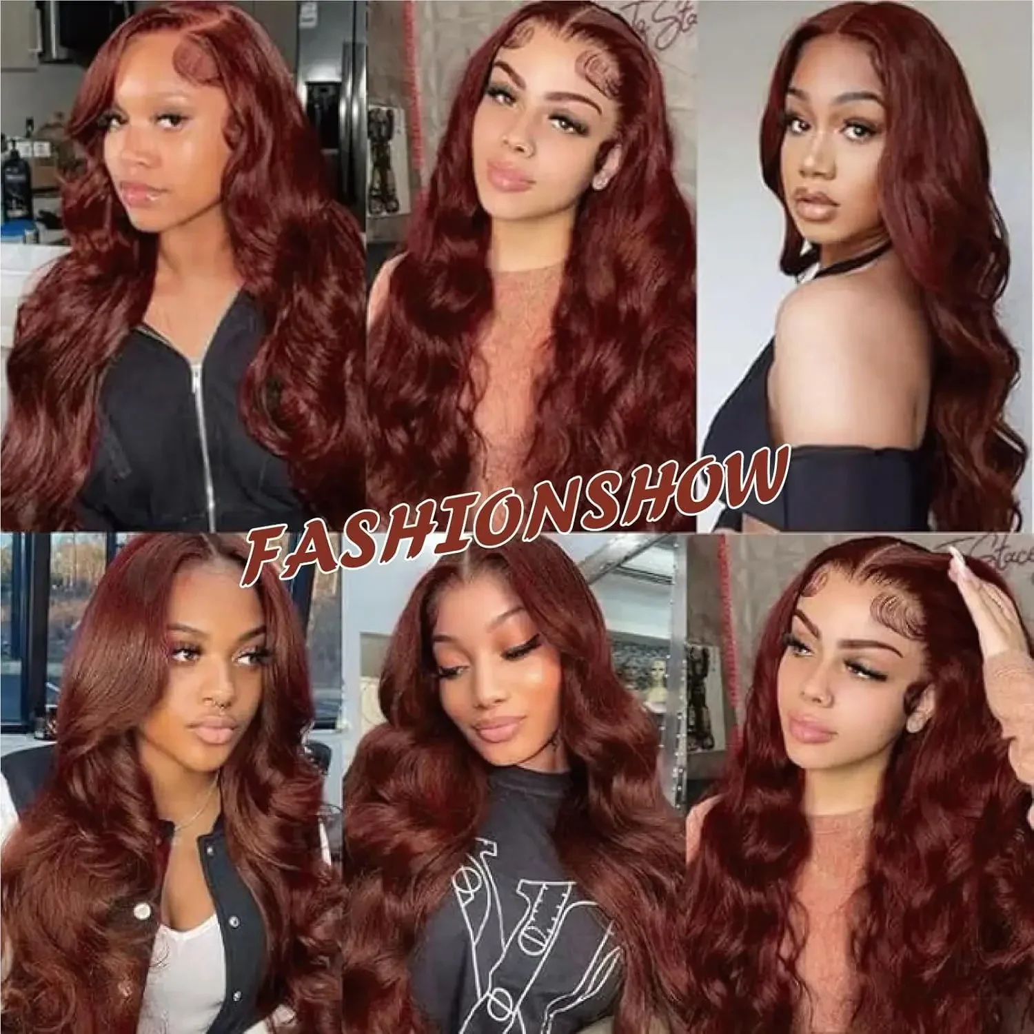 赤茶色の実体波レースフロントウィッグ事前摘み取られた 180 密度オーバーン色のレースフロントウィッグ合成グルーレスウィッグ女性のための