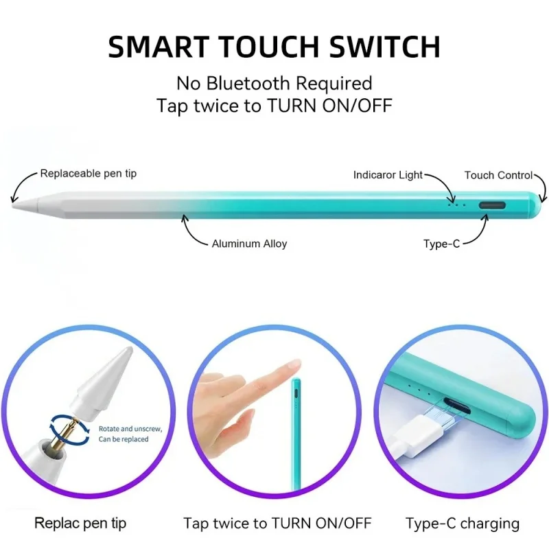 Per matita per iPad con attacco magnetico Matita per iPhone Stilo per iPad Telefono Accessori per iPad Matita in standby extra lungo Matita touch