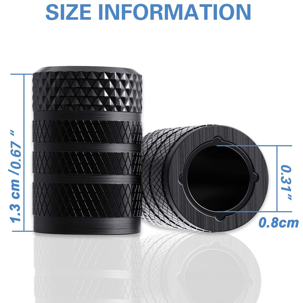 Tampas moletadas da haste da válvula do pneu, alumínio com forro de plástico, tampas resistentes à corrosão do bocal da roda do pneu para carros e motocicletas