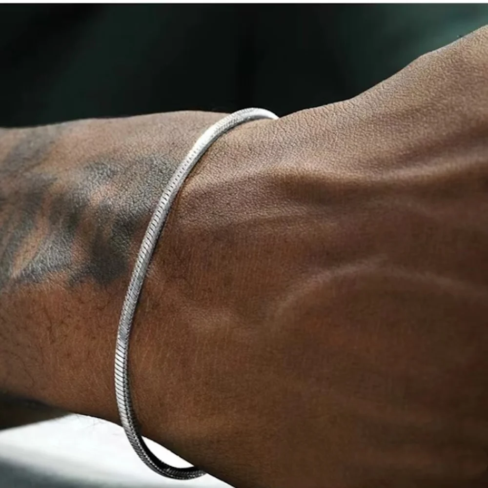 925 スターリングシルバー 3 ミリメートルスネークチェーンブレスレット男性ヒップホップシンプルなブレスレット女性のファッションチャームパンクパーティージュエリー卸売