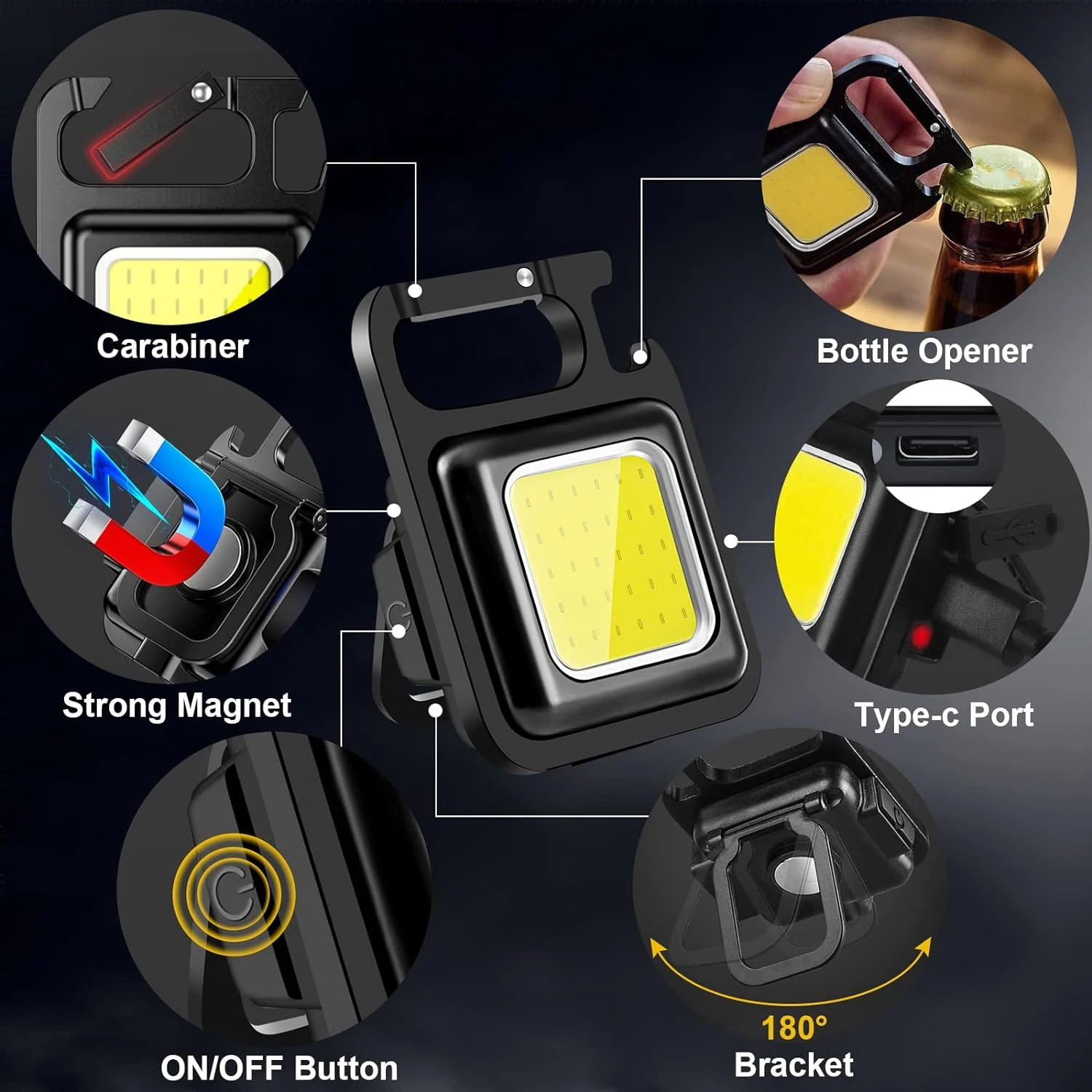 1/2/3/5 Uds Mini linterna LED COB llavero luz recargable impermeable lámparas de Camping reflector para pesca al aire libre senderismo