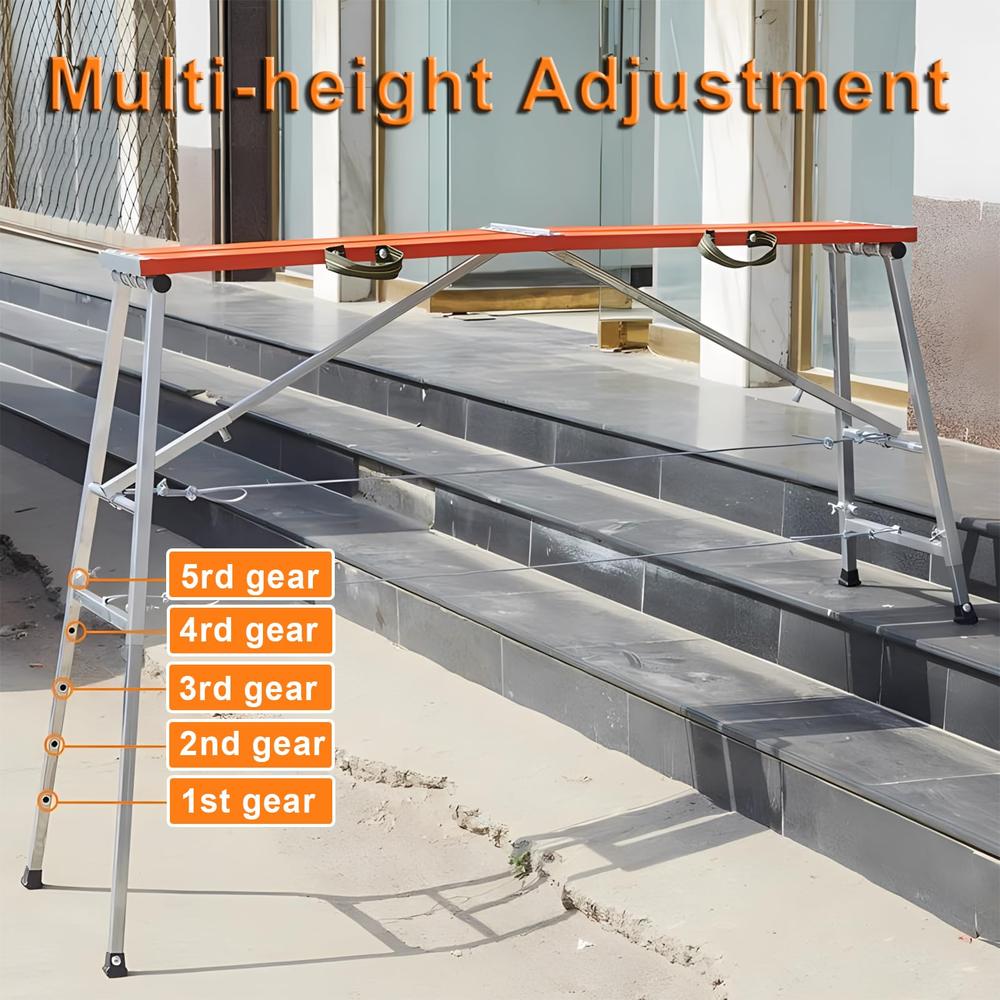 Adjustable Portable Scaffolding Platform 71'' 660 Lbs Capacity Heavy Duty Aluminum Steel Folding Work Bench Construction Home