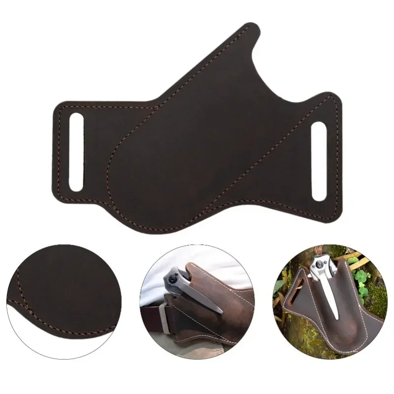 Funda de almacenamiento antiarañazos de cuero, cuchillo plegable, cinturón, soporte de Clip, paquete de cuchillos de bolsillo, herramientas para acampar, 1 Uds.