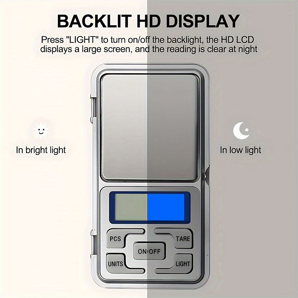 Mini bilancia tascabile ad alta precisione da 500 g/0,01 g, bilancia digitale accurata per gioielli con display LCD, portatile compatto per un facile trasporto