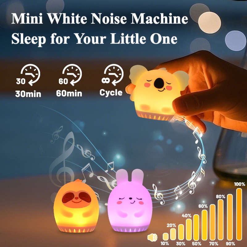 Mini Leuke Witte Ruis Machine LED Konijn Nachtlampje 20 Rustgevende Baby Muziek Slaaphulp Siliconen Clap Lamp voor kinderen en kinderen