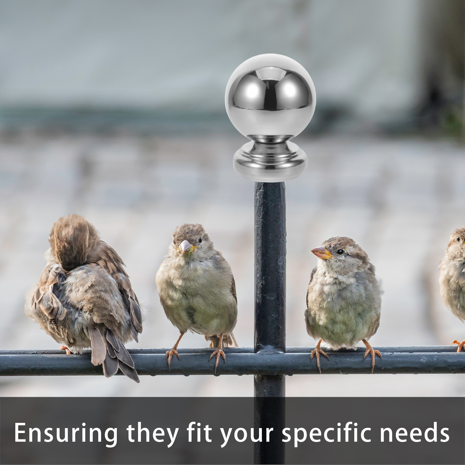 Tampas de extremidade de corrimão de aço inoxidável, tampas redondas de bola para trilhos de escada, acabamento liso resistente à corrosão