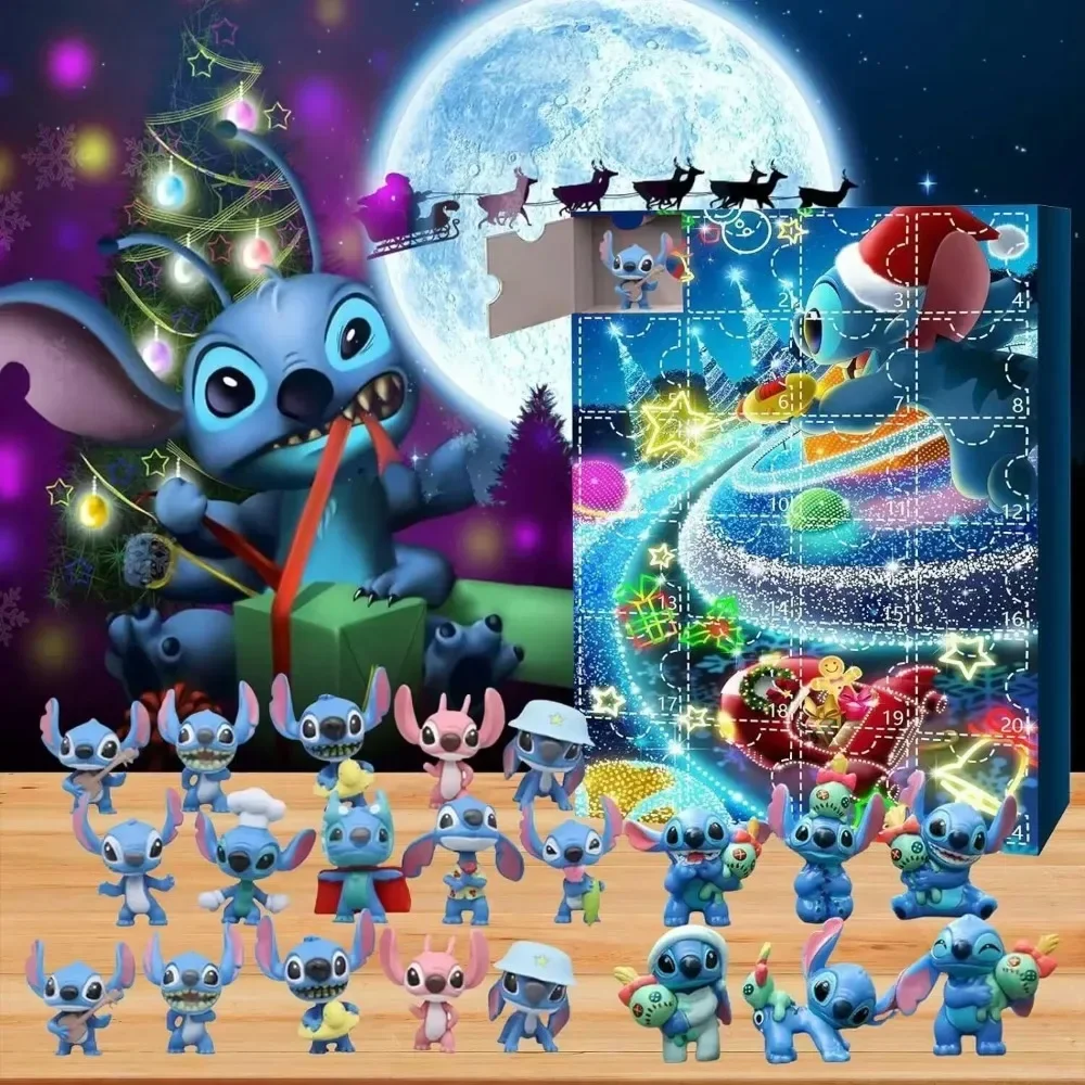 Calendario de Adviento MINISO, muñeca de dibujos animados de punto, atmósfera navideña, regalos decorativos, Año Nuevo, cuenta atrás de 24 días, caja ciega sorpresa