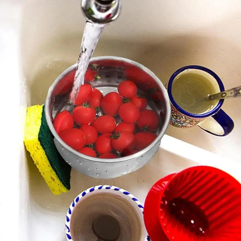 Escurridor de acero inoxidable para fregadero de cocina, cesta Triangular de almacenamiento, escurridor de alimentos