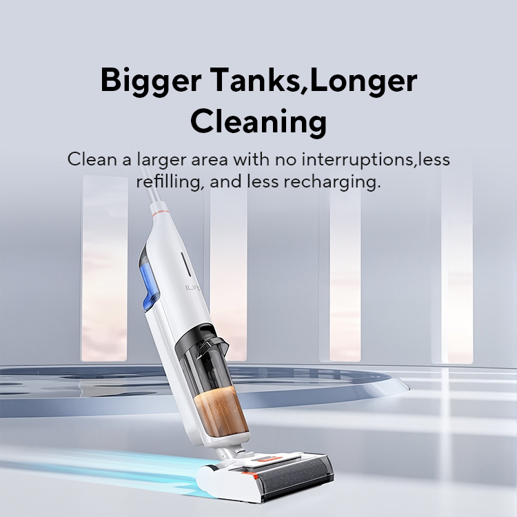 ILIFE W90 무선 습식 건식 스마트 걸레 세척, 5500Pa 흡입, 1 분 셀프 클리닝, 대형 듀얼 워터 탱크