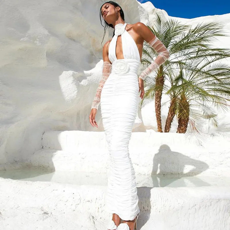Vestidos de fiesta elegantes para mujer, vestidos de noche de lujo 2024, vestidos de malla blanca para mujer, ropa de mujer, trajes de cumpleaños a la moda