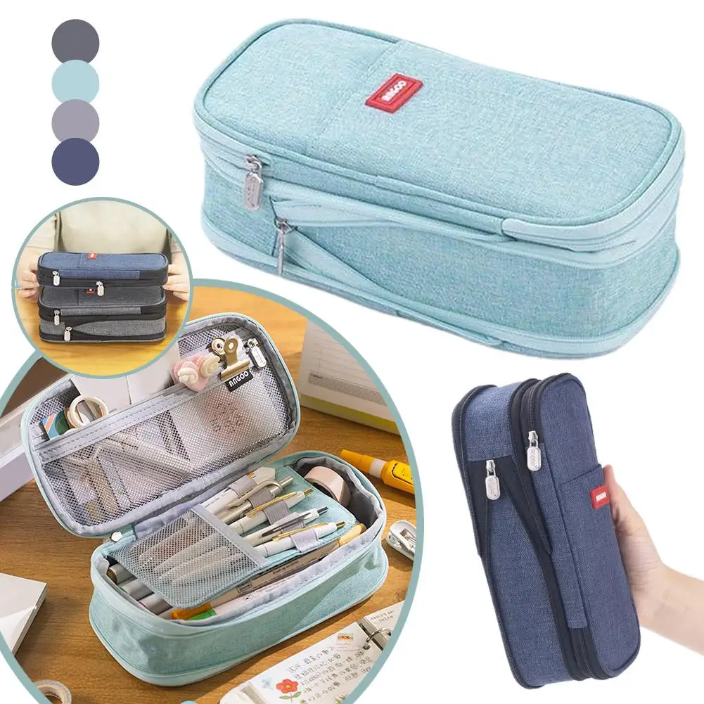 Astuccio per matite multifunzionale per cancelleria Materiale resistente allo sporco Design semplice e creativo Borsa portaoggetti con cerniera per colori alla moda