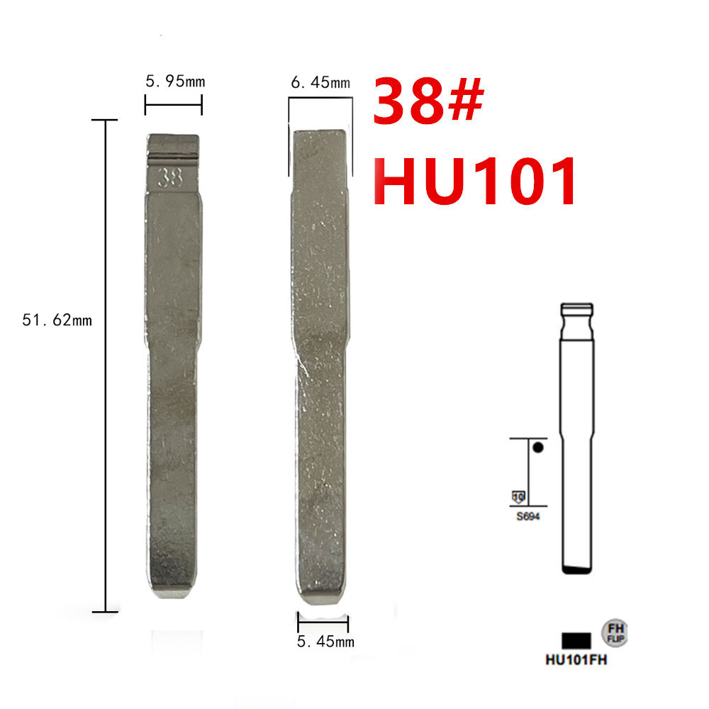 10 piezas 38 #   Hoja de llave de Metal sin cortar HU101 para Ford Focus, mandos a distancia KD Keydiy Xhorse VVDI, llaves en blanco universales No.38 para coche