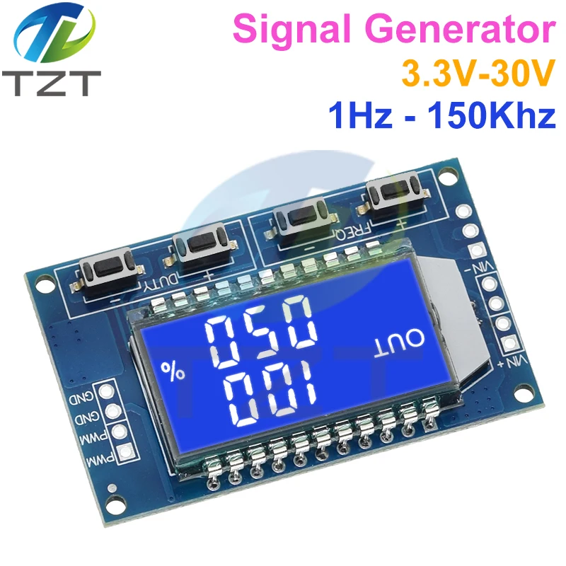 TZT Máy Phát Tín Hiệu Xung PWM Tần Số Chu Kỳ Nhiệm Vụ Có Thể Điều Chỉnh Mô Đun Màn Hình Hiển Thị LCD 1Hz-150Khz 3.3V-30V PWM Mô-đun