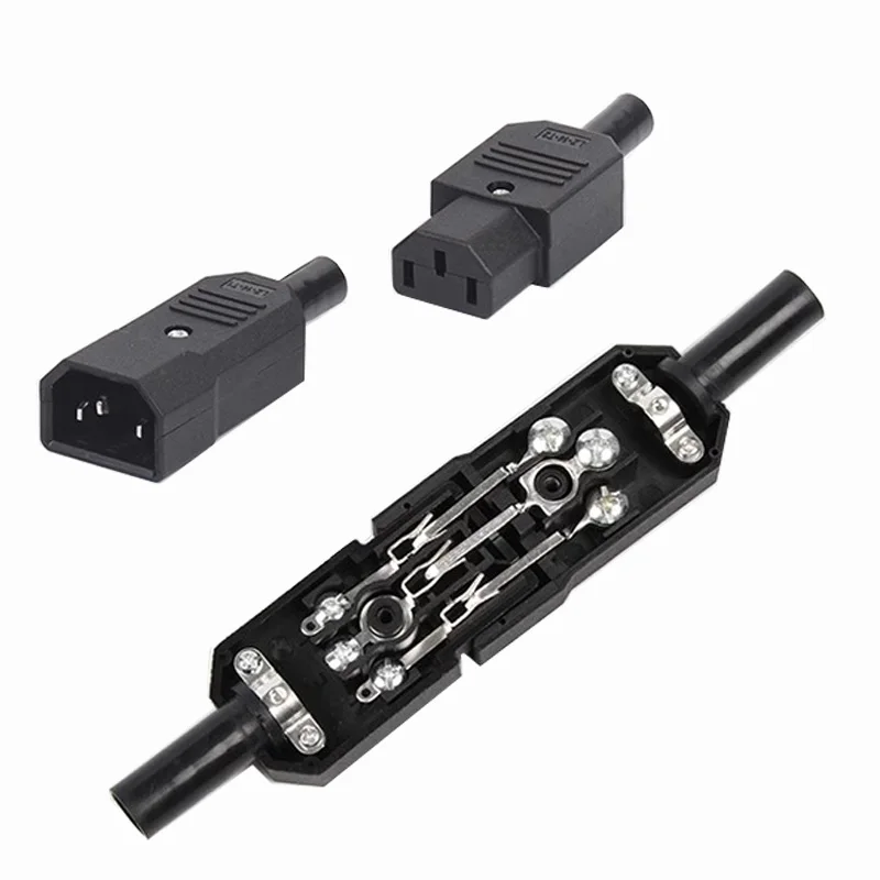 Conector de clavija de acoplamiento IEC320 10A 250V negro macho hembra conector C13 C14 enchufe recargable Konektor enchufe de CA de 3 pines