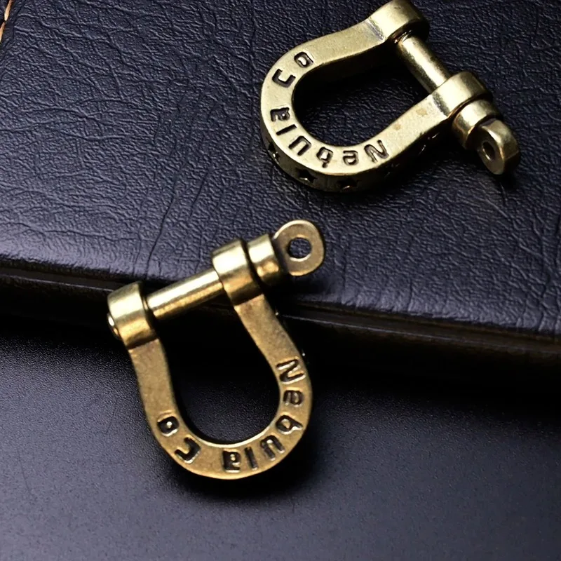 2pcs Retro Durable Brass Horseshoe Key Chain Pure Copper Car Key Ring Horseshoe Buckle Creative Keychain Accessories