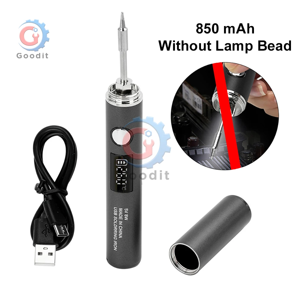 USB Type-C Soldering Iron, 5-Speed 260~420℃ Adjustable, Portable Electric Pen with Replaceable Tip for DIY/Electronics Repair