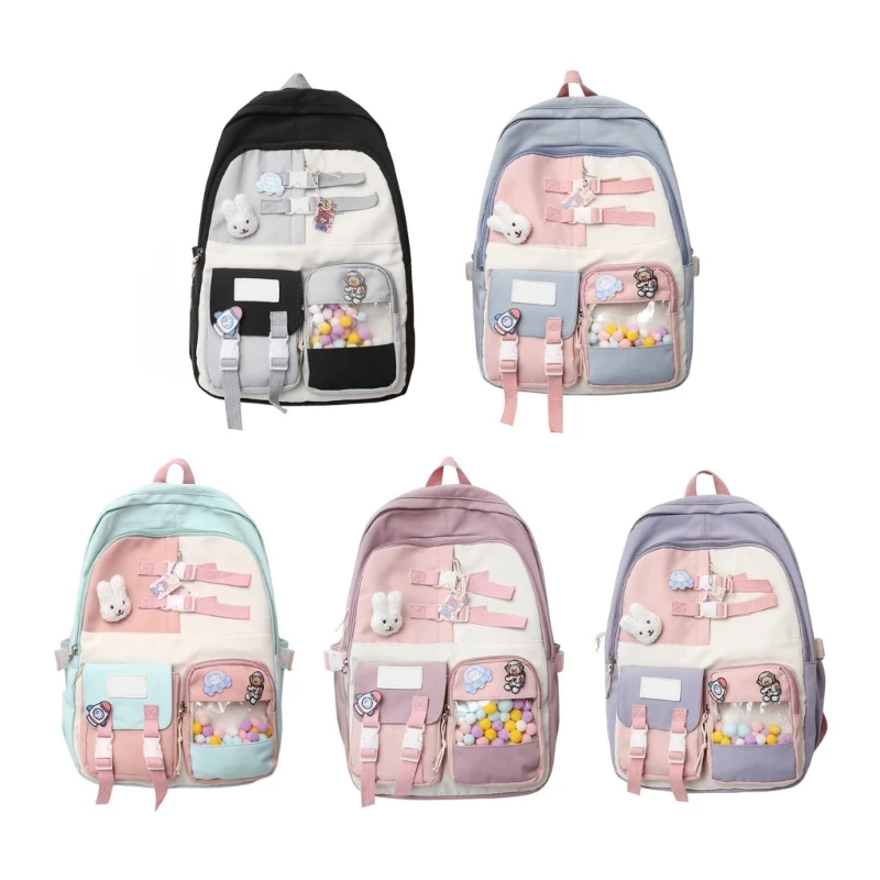 Unisex Fashion Harajuku Rucksack for Student High School Book Bag Korean Colorful Nylon Backpack Large Capacity Daypack