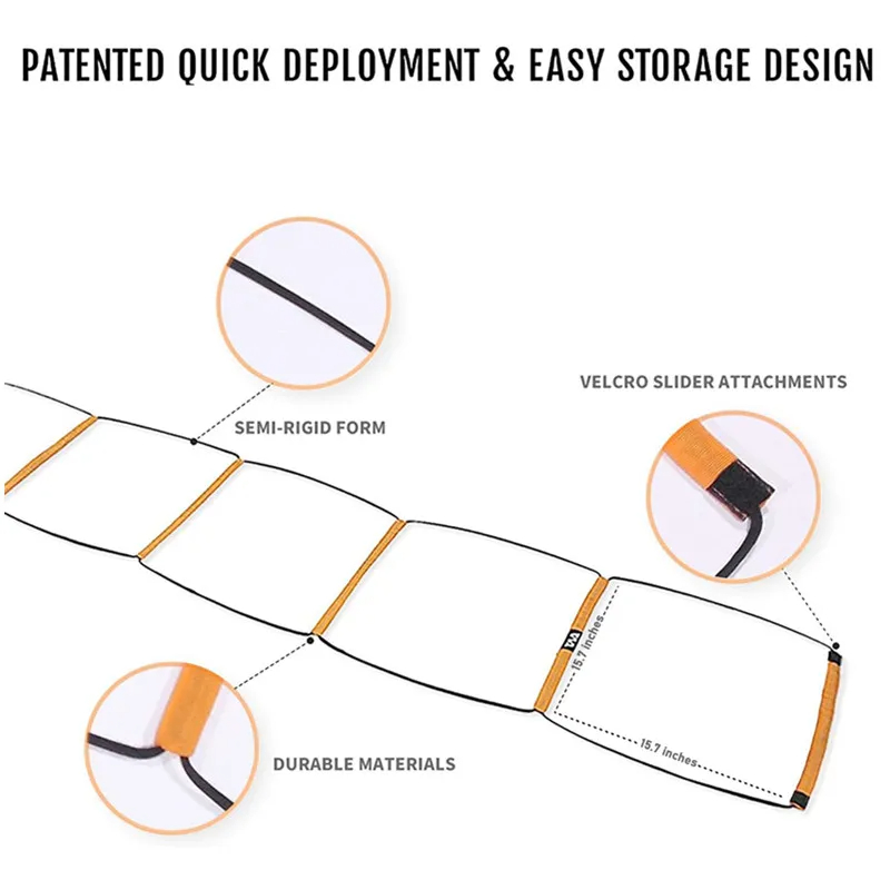 Dual-Purpose ฟุตบอลการฝึกอบรมกระโดดบันได Multifunctional Agility บันไดความเร็วการฝึกอบรมการประสานงาน Footwork อุปกรณ์ฟุตบอล