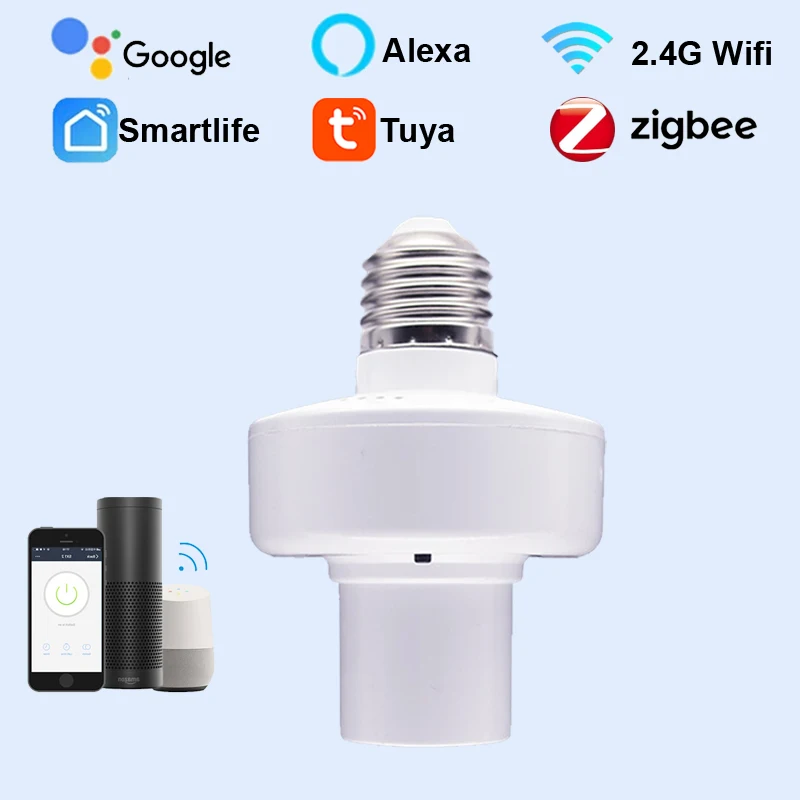 Toma de lámpara inteligente Tuya WiFi, adaptador de soporte de luz Zigbee, temporizador de encendido y apagado, cuenta atrás a través de bombilla E27 E26 Alexa Google Home Smart Life