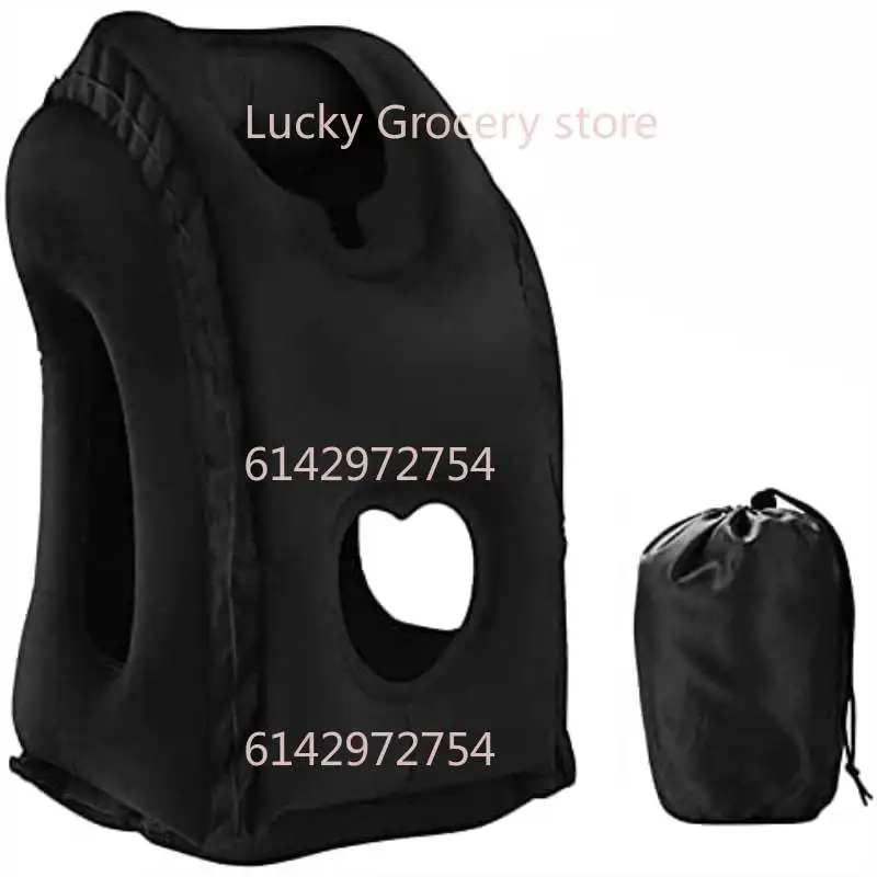 Almohada de viaje inflable de nuevo patrón, soporte portátil para la barbilla, almohada para el cuello para avión, coche, autobús, tren, oficina, almohada de soporte para descanso de siesta