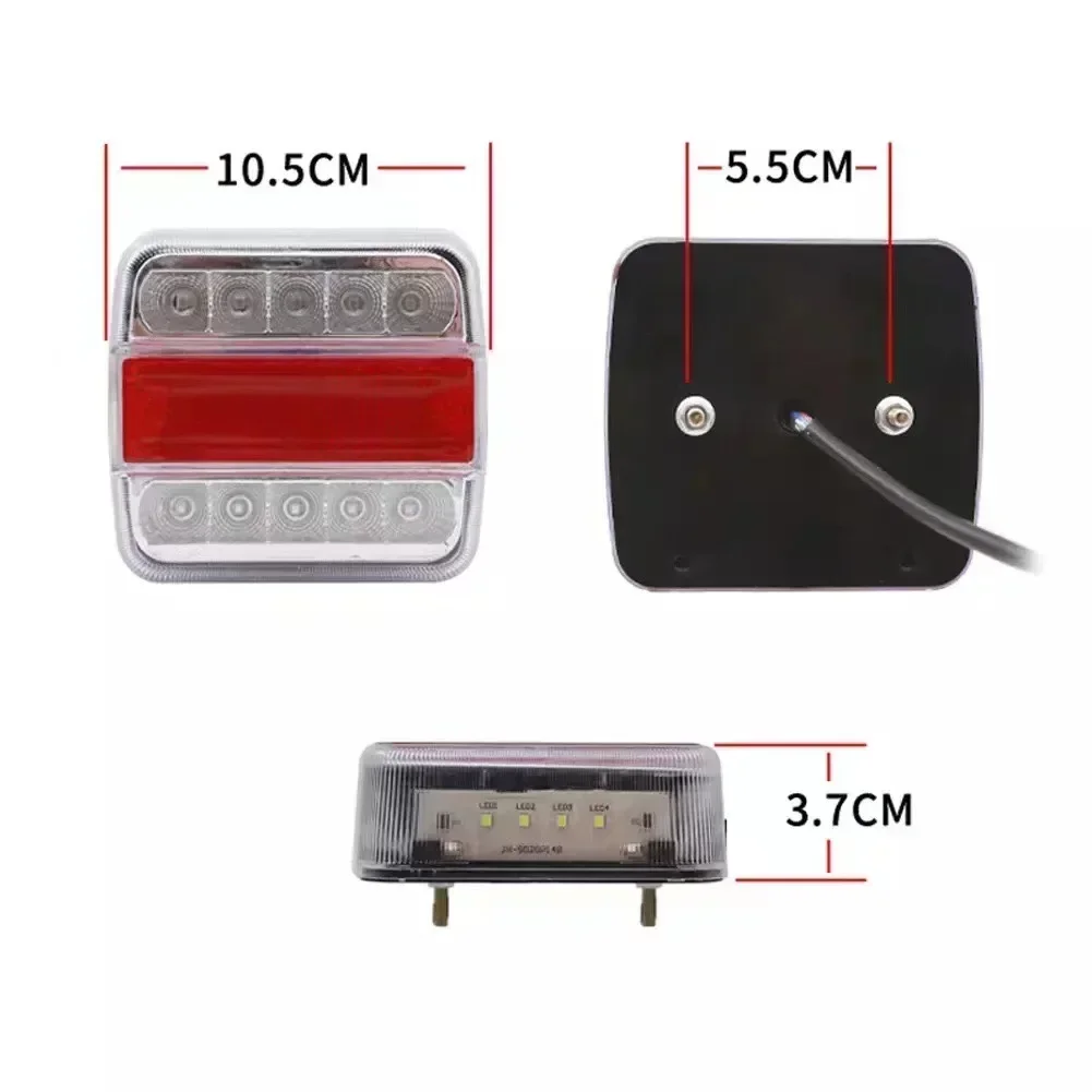 1 Juego de luz trasera Universal de remolque de 12V, 16 LED, 7,5 m + Cable de 2,5 m, lámpara de placa de matrícula de freno de 7 pines, resistente al agua