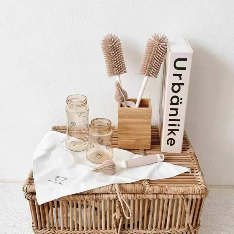 Coréen Ins nouveau-né bouteille mamelon brosse bébé spécial à Long manche brosse de nettoyage Silicone brosse de nettoyage ensemble