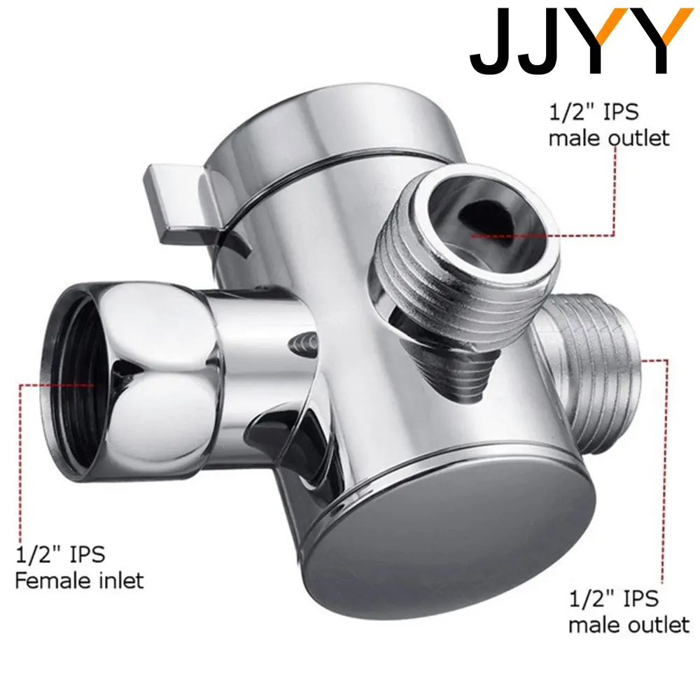 JJYY มัลติฟังก์ชั่น 3 ทิศทางหัวฝักบัววาล์วเปลี่ยนทิศทาง G1/2 สามฟังก์ชั่นอะแดปเตอร์เชื่อมต่อ