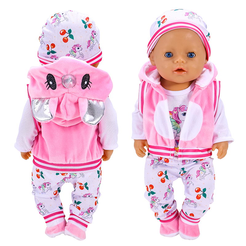 Кукольный наряд для 17-дюймовых кукол 43 см, одежда с единорогом для кукол Baby Born, 5 шт., костюм «сделай сам», аксессуары для кукол, подарок на день рождения ребенка, игрушка