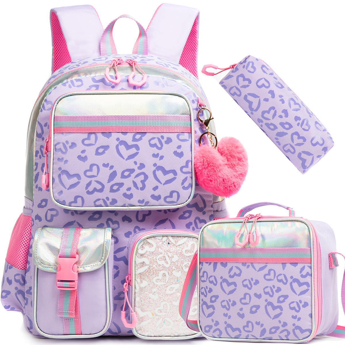 Meetbelify バックパック 女の子用 スクールバッグ 美的バックパック 小学生用 ティーンガールズ ブックバッグ ランチボックスとペンバッグ付き