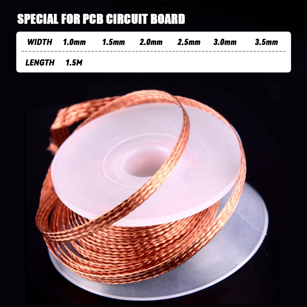 1mm-2.5mm-4mm 1.5M 3M Desoldering Braid Solder Remover Wick ลวดเชื่อมดีบุก Sucker สายสายไฟ FLUX ซ่อมเครื่องมือ