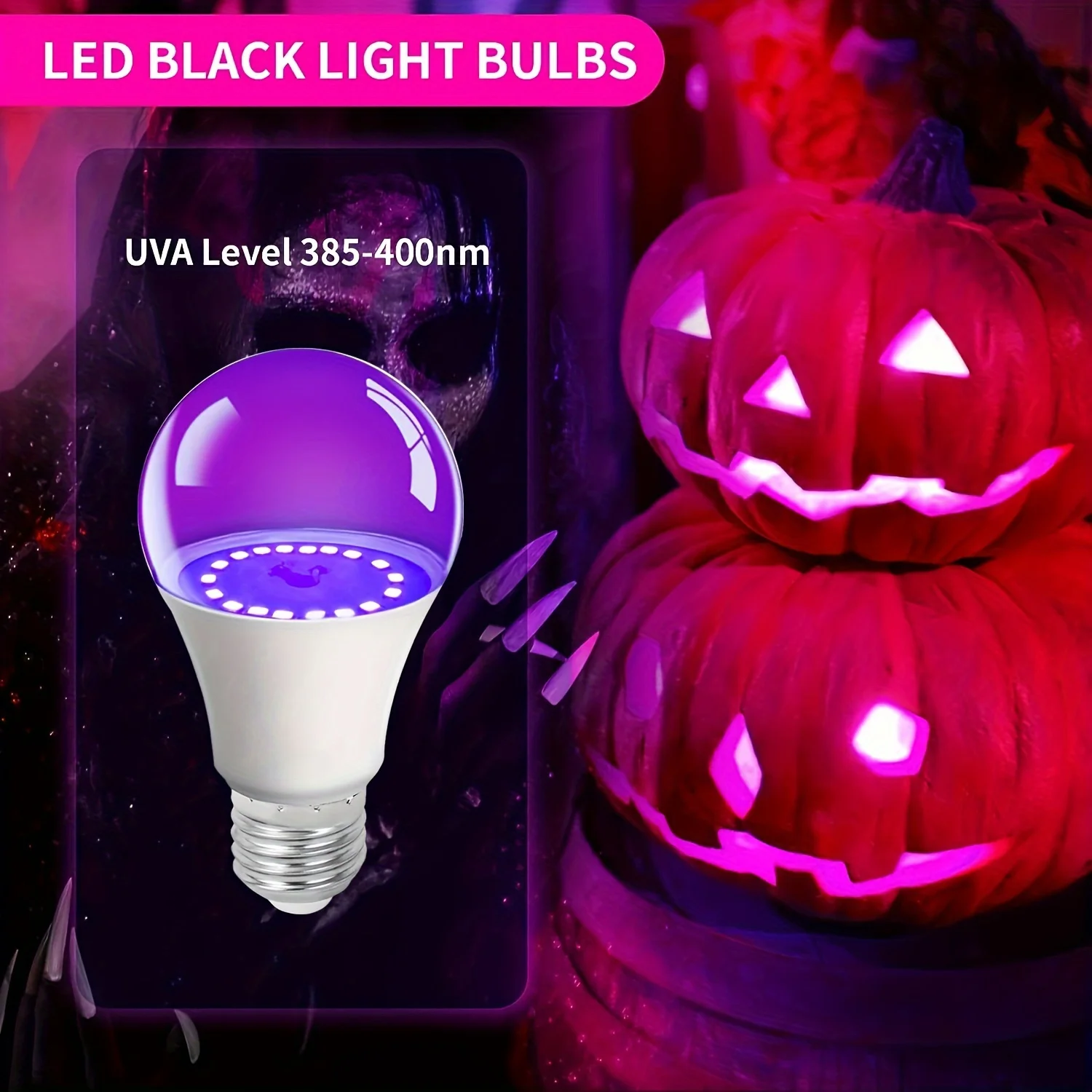Lampadina LED viola 12W 15W AC 85-265V Viola Copertura trasparente Party Ghost House Luce decorativa per atmosfera fluorescente