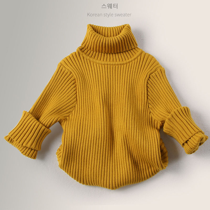 Suéteres de cuello alto para niños y niñas, Jersey de punto de Color sólido, ropa de otoño e invierno, novedad
