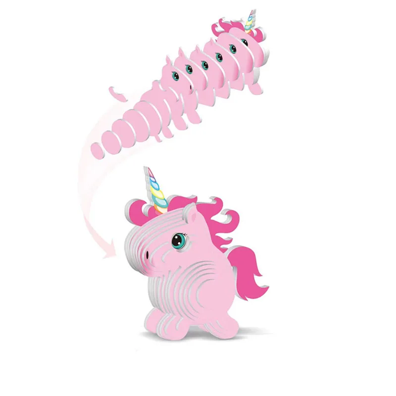 3D DIY Puzzle Animal Theme Lion Tiger Rabbit Model Cartoon Paper Toy Kids Early Learning Assembly Three-dimensional Jigsaw Toy