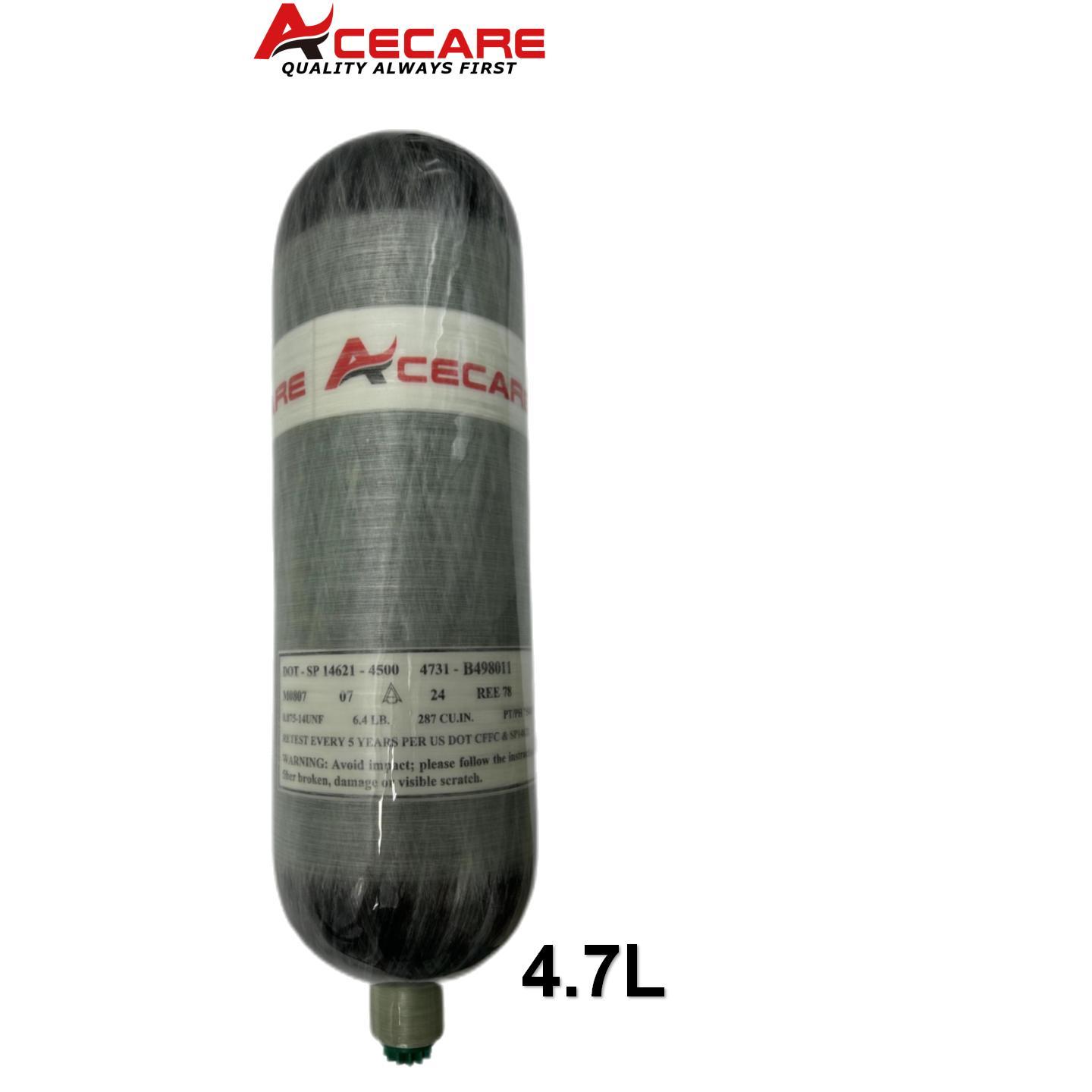 Acecare 4,7 l zbiornik z włókna węglowego z certyfikatem punktowym 4500 psi zbiornik powietrza do wysokiego ciśnienia gwint cylindra 0,875-7/8 14UNF