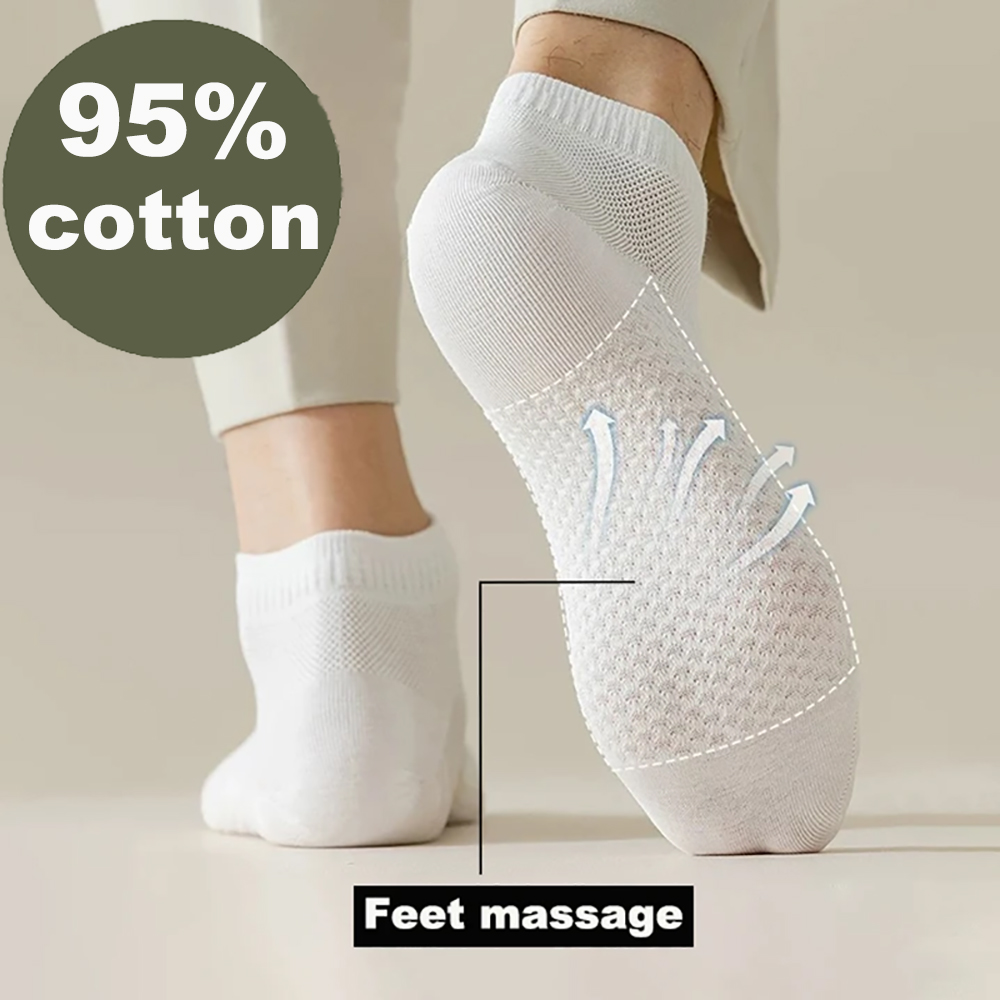 4 пары мужских носков, классические короткие носки из чистого хлопка, антибактериальный дезодорант, впитывающие пот, массажные носки для ног, спортивные деловые носки