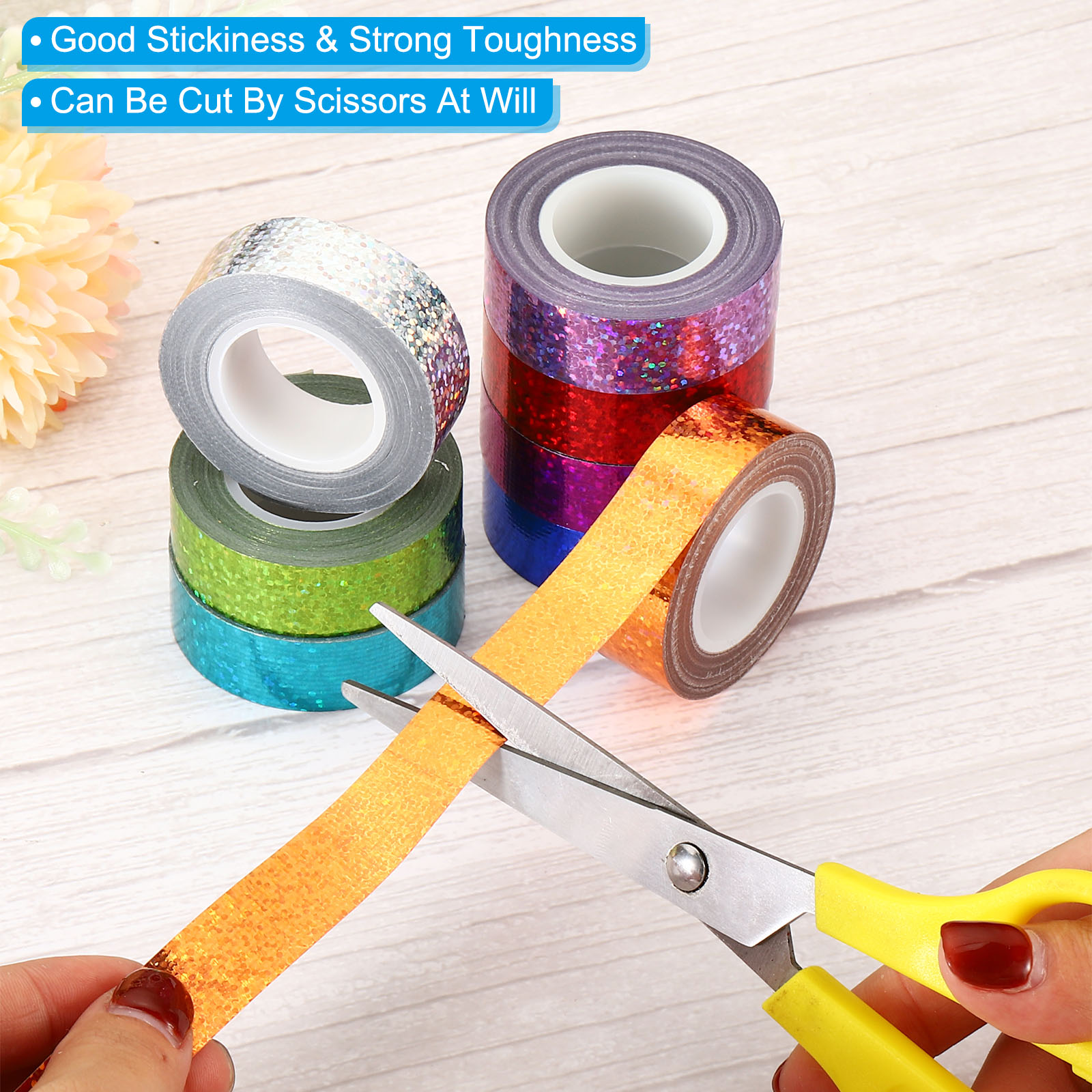 1/2/4Pc Glitter Sparkle Tape 15mmx5m Holographic Art Decorative Self-Adhesive Masking Tapes for DIY Scrapbook Art Craft Wrapping