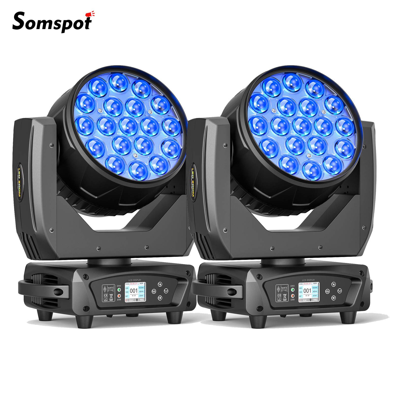 2PCS 19x15W RGBW LED Moving Head Licht Strahl Fokussierung Lichter Bühne Effekt Beleuchtung Projektor für disco Party Konzert Theater Club