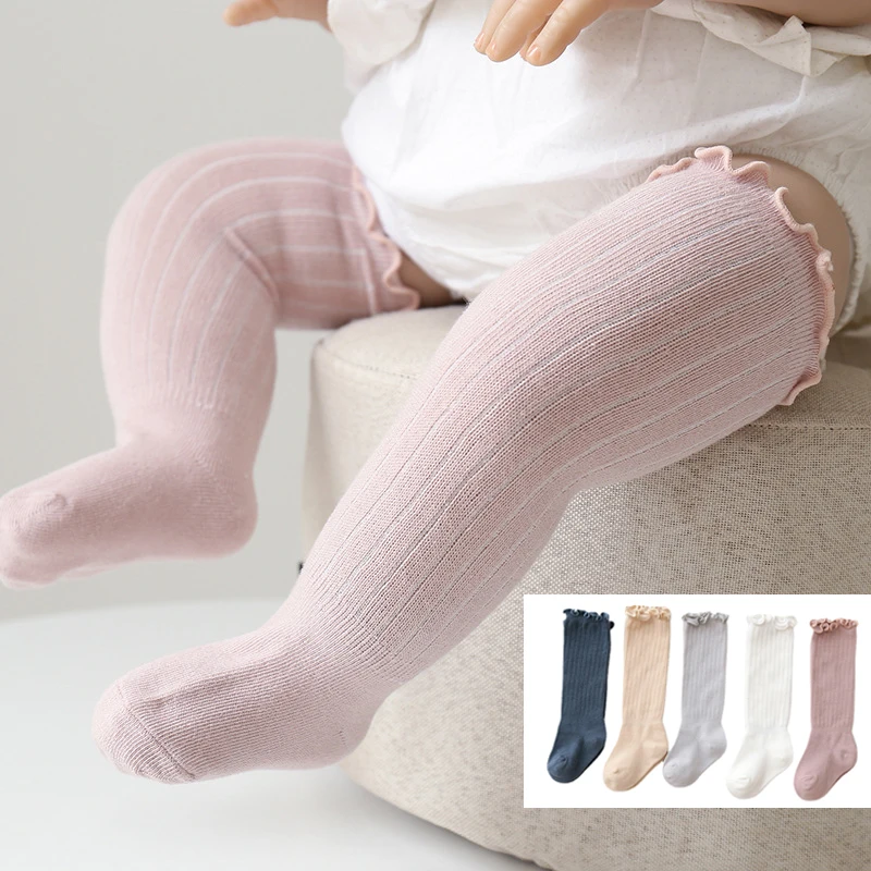 Calcetines antideslizantes para bebé y niña, bonitos calcetines hasta la rodilla para recién nacido, calcetines largos de algodón de princesa para niño, accesorios para bebé