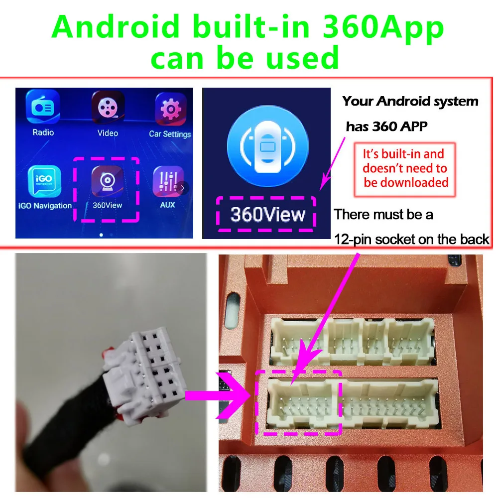 Auto 360° °   Panorama-Systemkamera für Android-Multimedia-Bildschirm, Android-Multimedia-System mit 360APP-Funktion