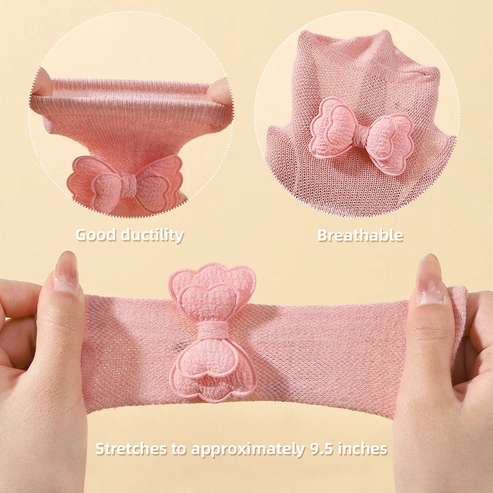 Juego de calcetines suaves para bebé, Diadema de algodón sólido, calcetines transpirables con lazos bonitos, accesorios de ropa para niña pequeña de 0 a 1 año
