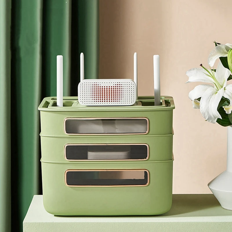 Kotak Penyimpanan Kawat dan Kabel Kotak Penyimpanan Router Rak Kotak Set-Top Steker Soket, Kotak Penutup Soket Kawat Putih