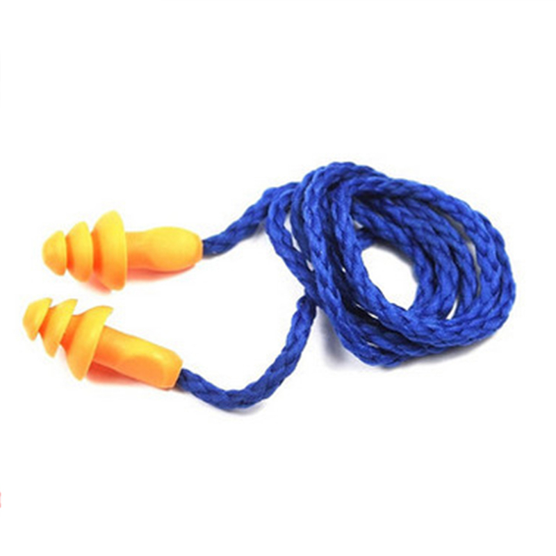 Nuevo 10 unids/lote tapones para los oídos con cable de silicona suave Protector de oídos protección auditiva reutilizable tapones para los oídos con reducción de ruido orejeras para dormir