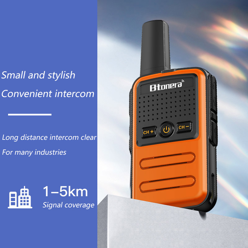 Btoera 2 szt Mini Walkie Talkie PMR 446 Przenośne radio dwukierunkowe Ht PTT Walkie-talkie 5 W 16 kanałów UHF 400-470 MHz Przenośne radio dla