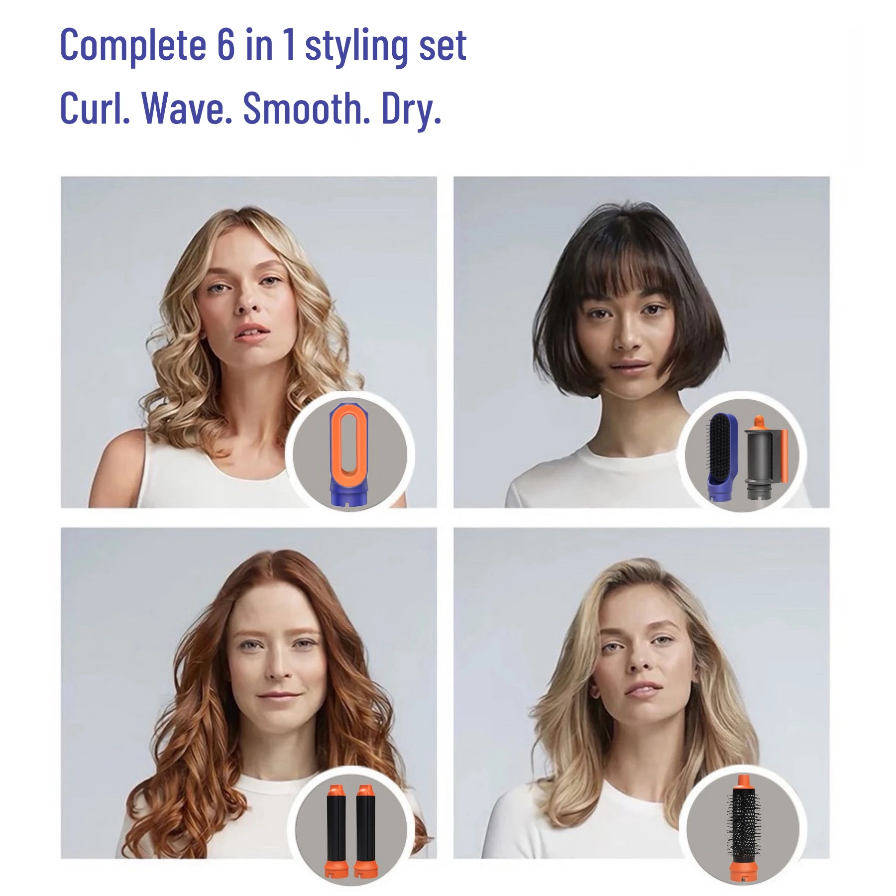 6 em 1 modelador de cabelo novo secador de cabelo suave para cabelo 6 em 1 modelador de cabelo com barril de ondulação escova de ar quente ferramenta de estilo multisttyler