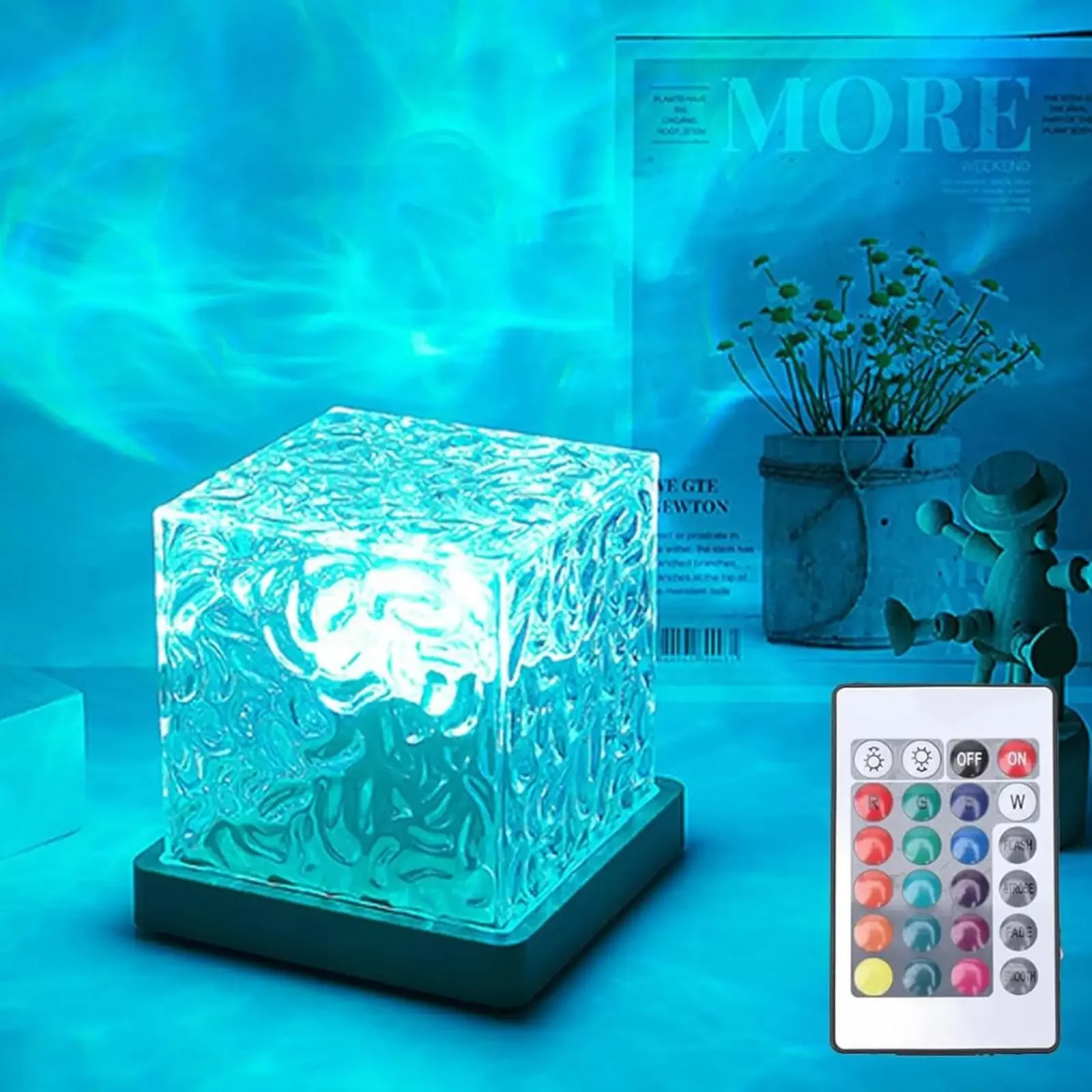 Ozeanwellen-Projektorlicht, 16 Farben, Mitternachts-Aura-Aurora-Glühlampe, für Zuhause, Büro, Bar, Restaurant, Unterwasserprojektor, Nachtlicht