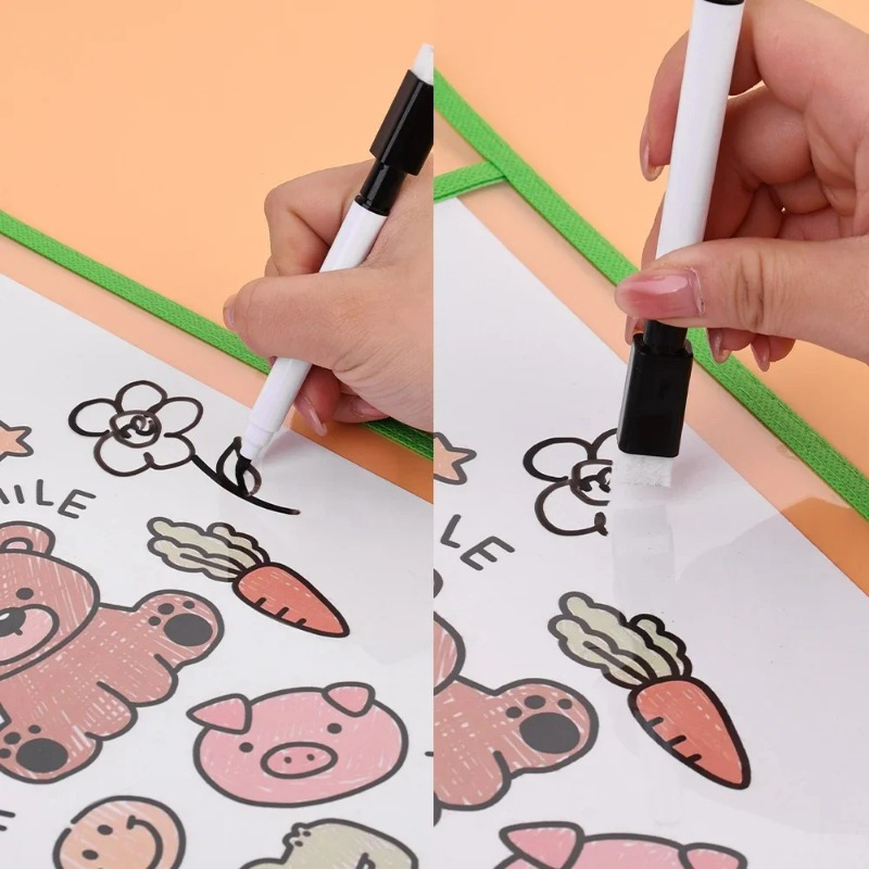 Bolsa de armazenamento de documentos à prova d'água, reutilizável, seca, apagável, saco de arquivo, crianças, pvc, transparente, bolsos diy, arquivo pendurado para material de ensino